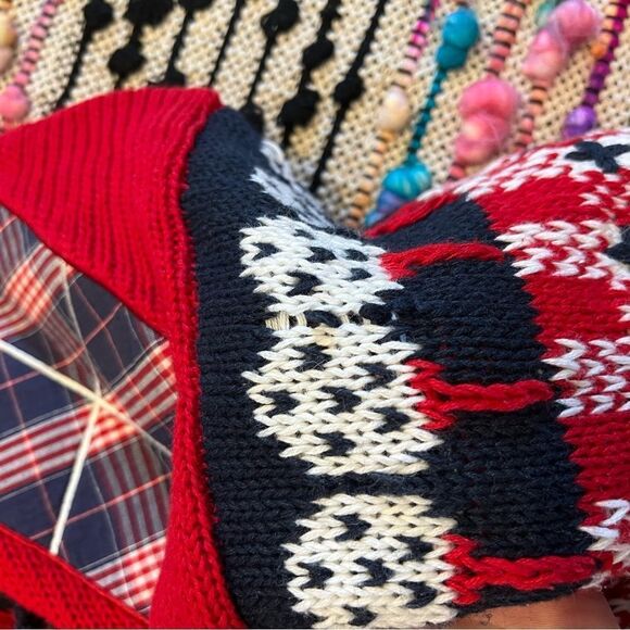 Vintage PBJ Sport 90s 80s Red Blue White Golf Prep Novelty Cardigan Sweater Sz M - Picture 15 of 16